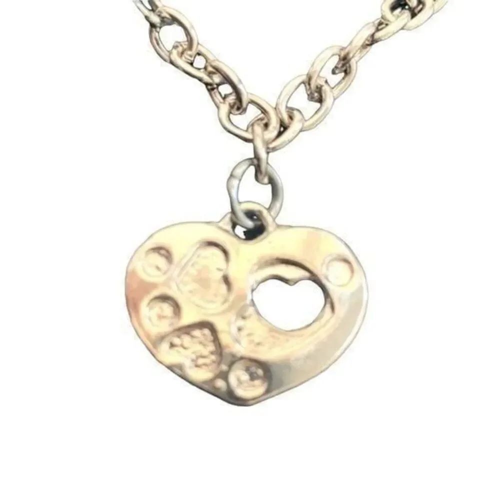 Heart Charm Bracelet with Swarovski Crystals in Silver Tone Rhodium Plate